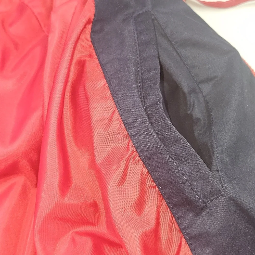 London Fog Hooded Parka Jacket Medium Red Full Zip Button Front Outdoor